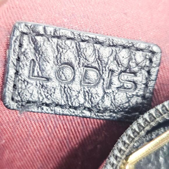 Lodis Black Pebbled Leather Clutch Small Bag Purse Italian Designer Minimalist - Picture 8 of 13